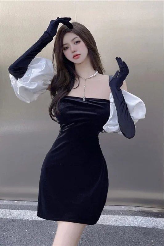 denim dressSexy Black Strapless Homecoming Dress,Black Party Dress Y2381