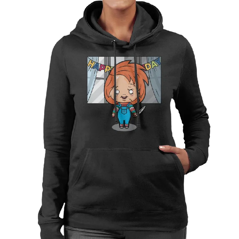 luxe hoodieChucky Happy Birthday Kawaii Women's Hooded Sweatshirt