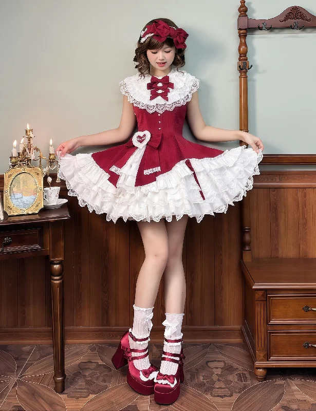 casual slip dressAlice Girl~Arrogant Miss~Sweet Lolita Jumper Dress with Tiered Lace Dress