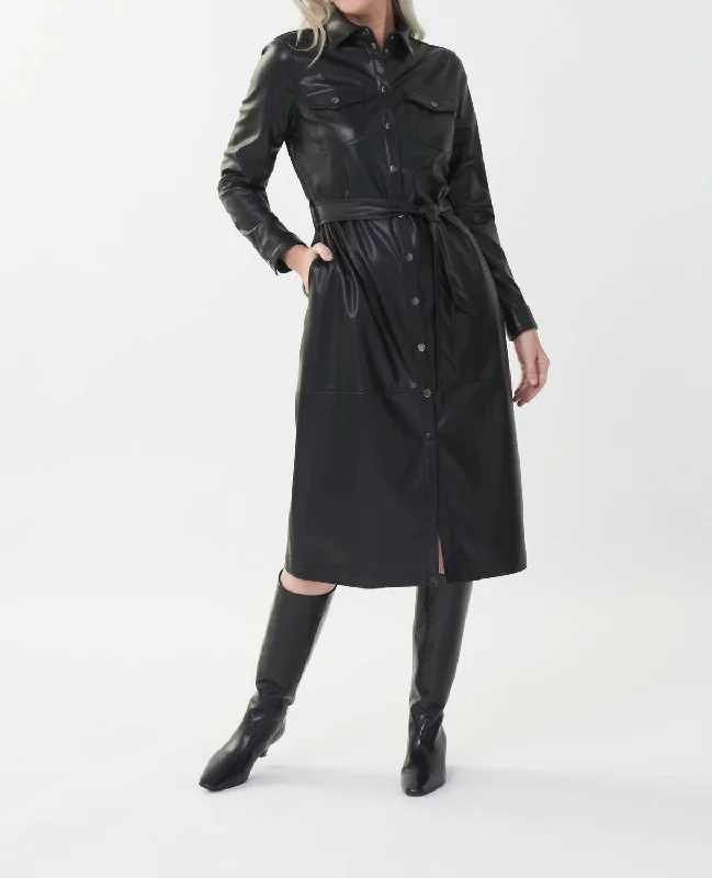 high-waisted dressFaux Leather Dress In Black