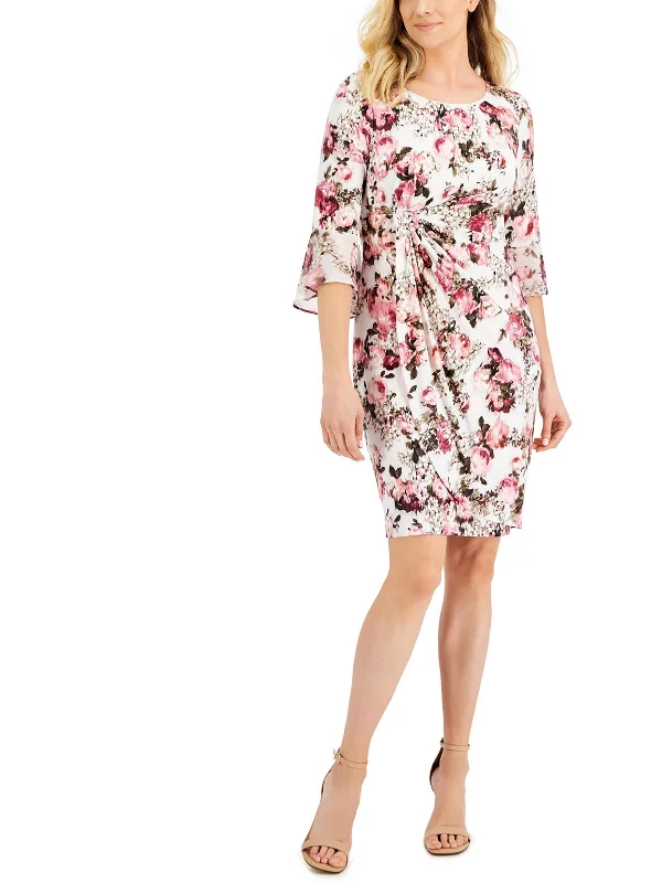 romantic dressPlus Womens Floral Knee Sheath Dress