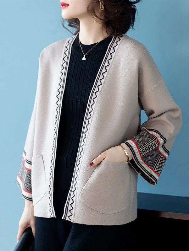 soft coatOpen Front Women Mothers Knit Pocket Cardigan Jacket