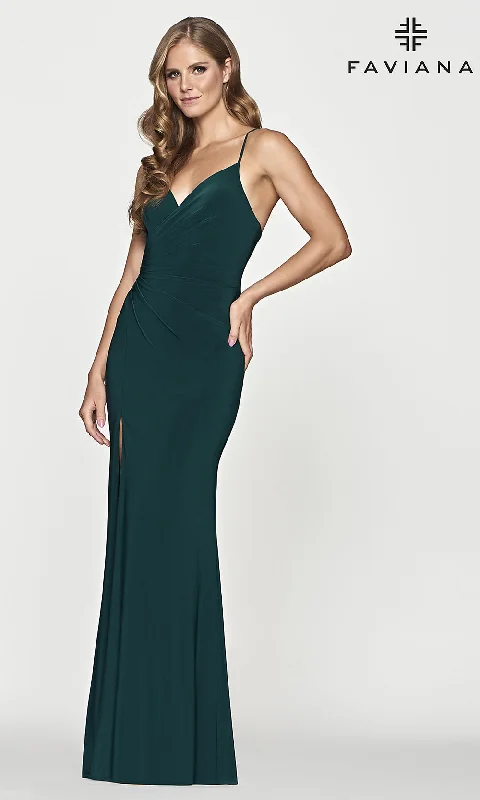 vintage-inspired dressDark Green Long Formal Prom Dress by Faviana