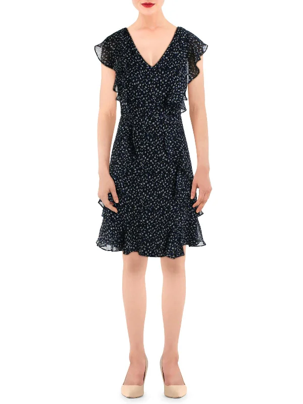 lace-up dressWomens Chiffon Printed Cocktail Dress