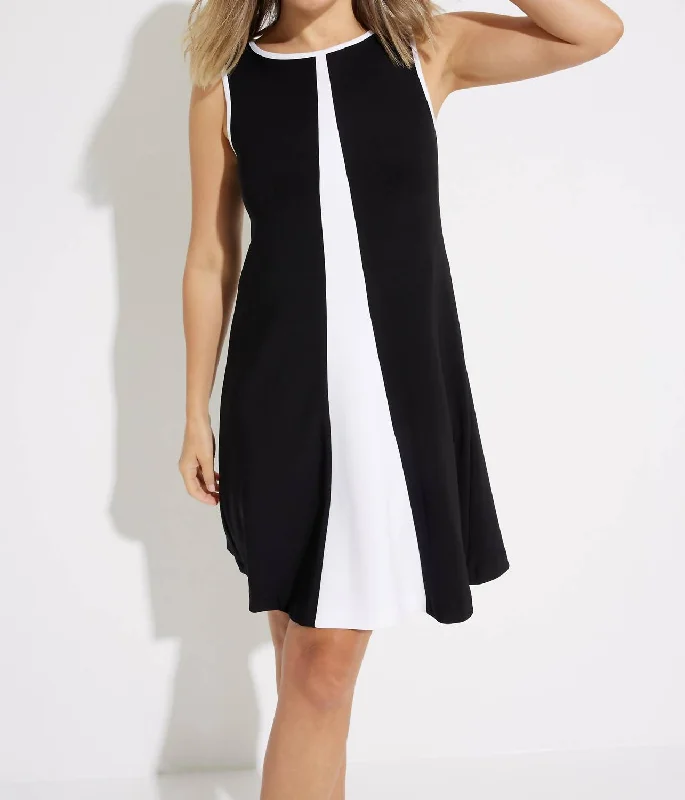 flowy evening dressContrast Trapeze Dress In Black/vanilla