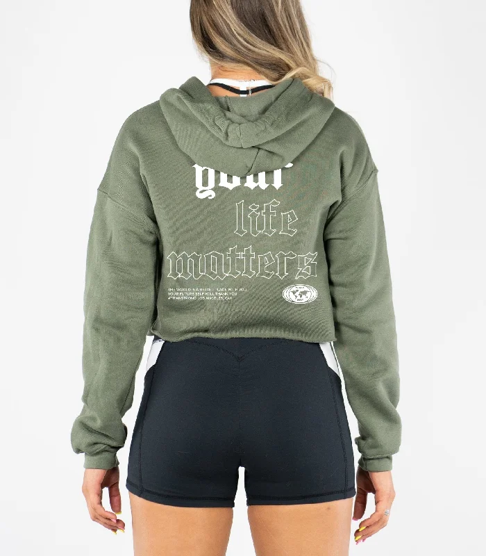 fashionable quilted coatYLM Cropped Hoodie