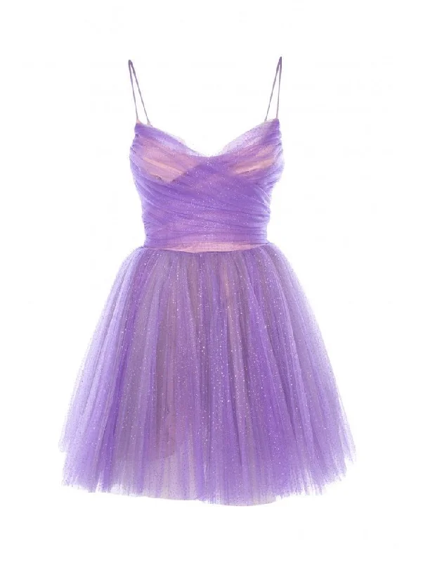 fitted dressA-line Spaghetti Straps Tulle Homecoming Dress,Cute Birthday Party Dress,Y2512