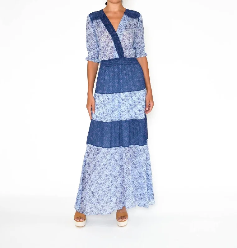 casual midi dressDitsy Floral Maxi Dress In Blue Combo