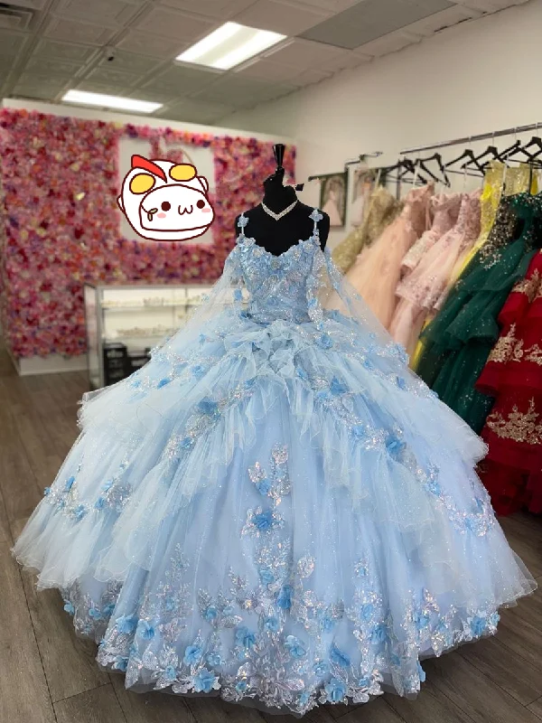 cocktail party dressBaby Blue Tulle Appliques Quinceanera Dress,Baby Blue Ball Gown,Sweet 16 Dress ,Y2426