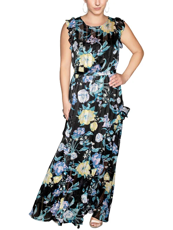 spaghetti strap dressWomens Floral Ruffled Maxi Dress