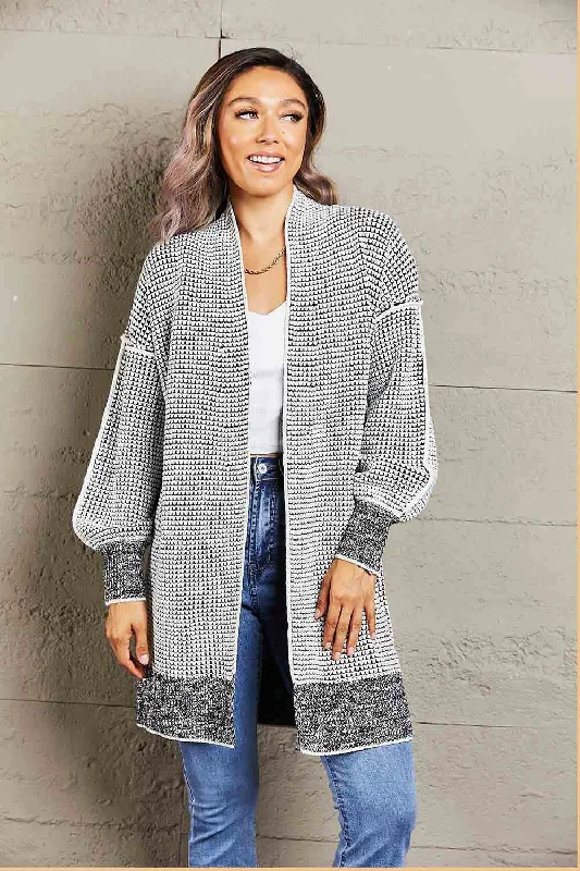 trendy fitness sweatshirtWoven Right Heathered Open Front Longline Cardigan