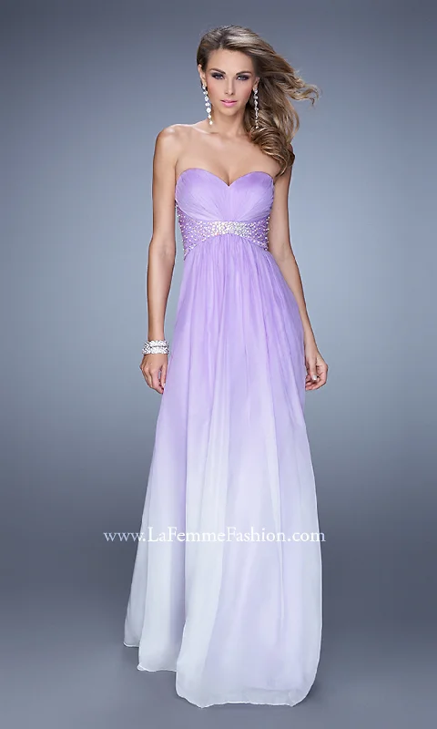 structured dressLa Femme Strapless A-Line Prom Dress with Beads