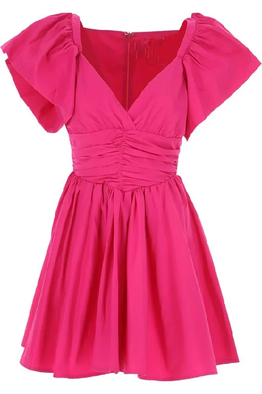 pleated dressA-line Hot Pink Homecoming Dress,Fashion Outfit Dress,Y2530