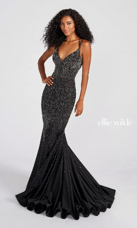 fitted bodycon dressShimmering Embellished Ellie Wilde Prom Dress EW122001