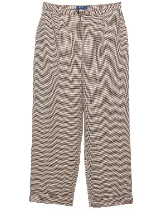 Dogtooth Light Brown & Off-White Trousers - W30 L29