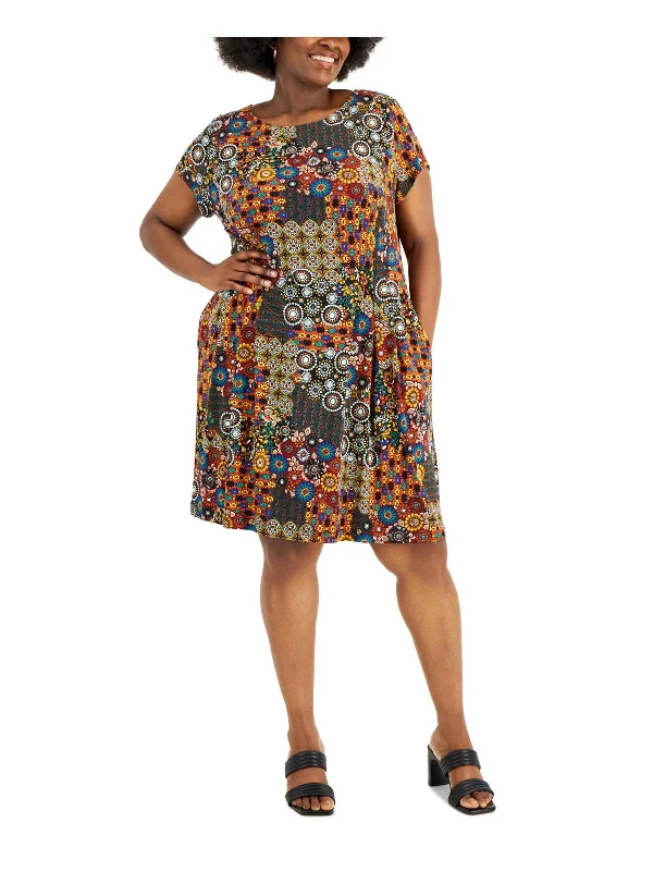 party-ready dressPlus Womens Printed Pockets Fit & Flare Dress