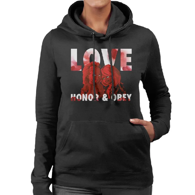 modern hoodieChucky Tiffany Valentine Love Honor And Obey Women's Hooded Sweatshirt