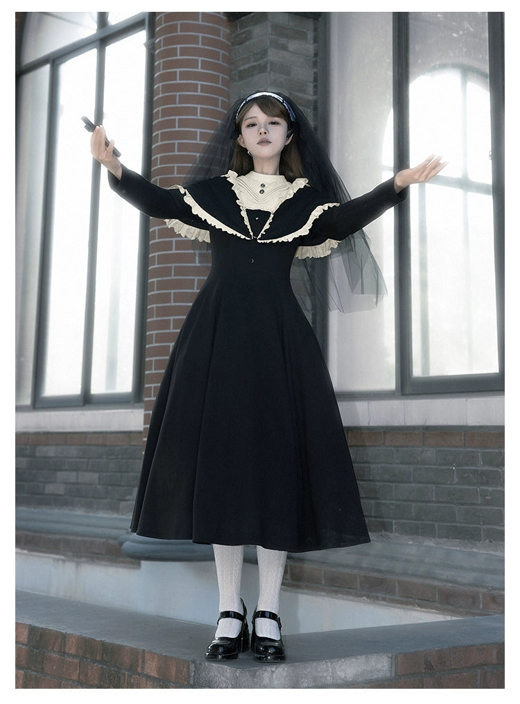 stylish dressWith PUJI~Aria~Gothic Lolita OP Dress Nun Lolita Spring Dress