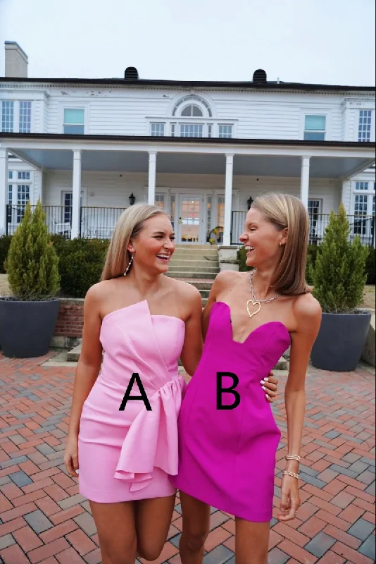 ashionable dressCute Strapless Homecoming Dress,Pink Homecoming Dress,Y2498