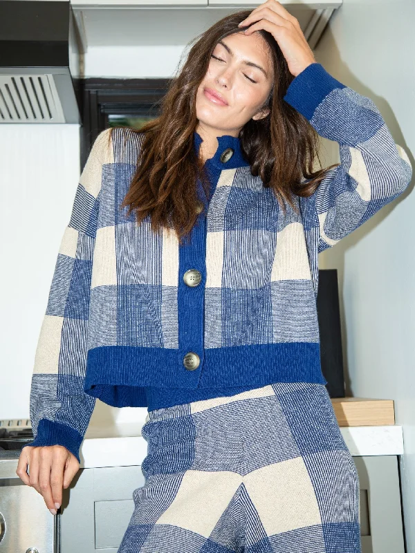 modern sports hoodieElectric & Rose Rudi Cardigan / Indigo & Sand Plaid