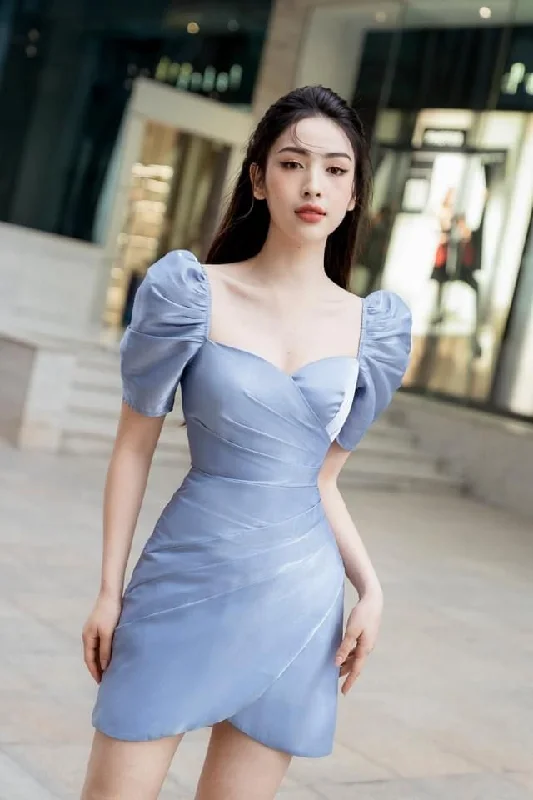 statement dressVintage Blue Homecoming Dress,Blue Cocktail Dress,Y2542