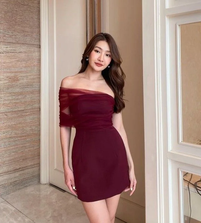 casual knit dressChic Burgundy Homecoming Dress,Sexy Party Dress,Y2544