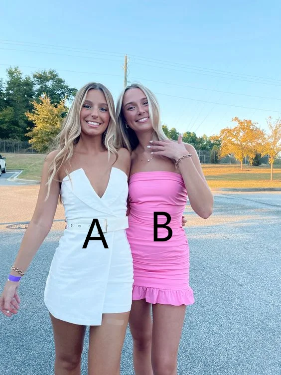 knit dressStrapless Pink Homecoming Dress,Sexy Bodycon Dress ,Y2442