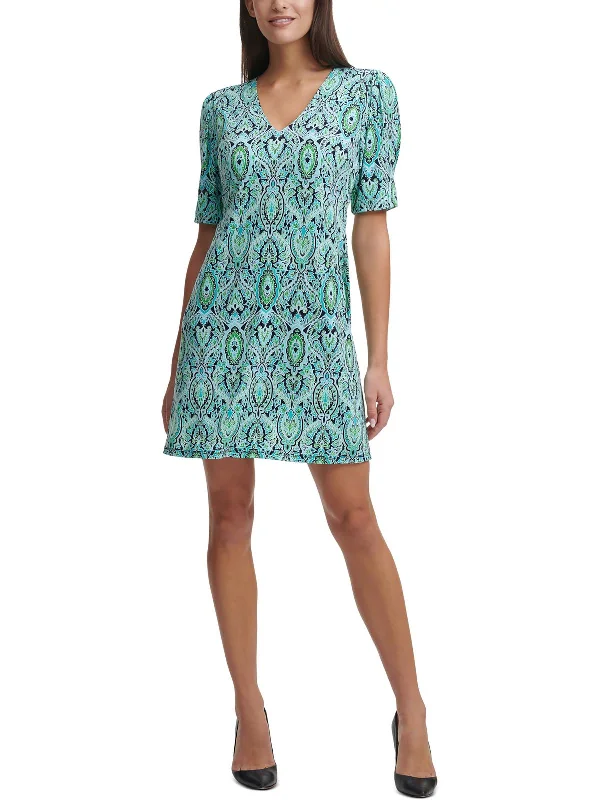 boho dressPlus Womens V-Neck Knee Shift Dress