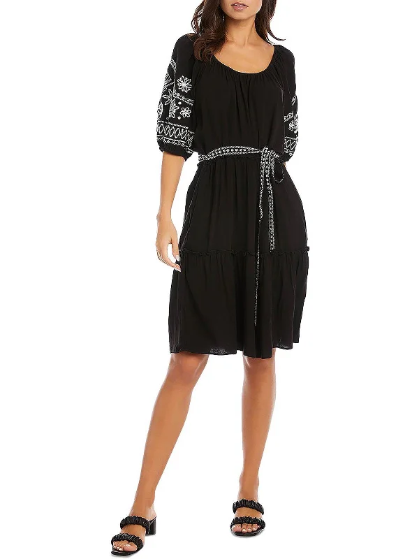 statement dressWomens Embroidered Mini Fit & Flare Dress